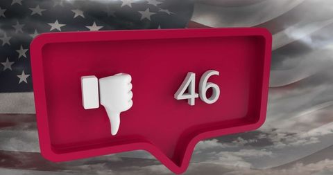 Dislike Icon with Number on USA Flag Background