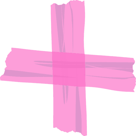 Transparent plus sign with pink brush strokes