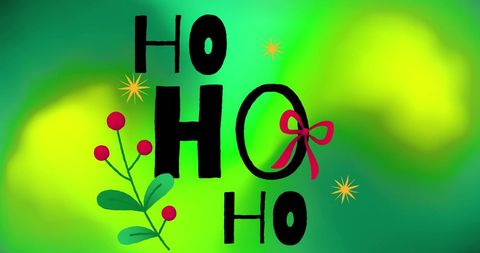 Festive 'ho ho ho' christmas card design with holiday elements