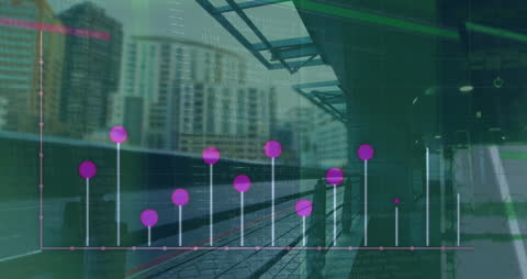 Animated Financial Data Overlay on Urban Cityscape