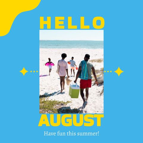 Family Enjoying Summer Beach Day in August