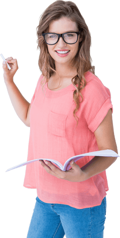 hipster woman holding notebook smiling with confidence transparent background - Download Free Stock Videos Pikwizard.com