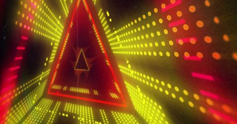 Vibrant triangular 3d light display with dynamic motion