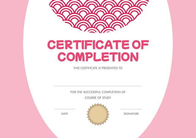 Certificate of Completion for Successful Course Completion - Download Free Stock Templates Pikwizard.com