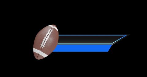 Rugby ball and blue ribbon on black background