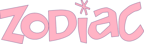 Stylized pink zodiac typography with transparent background