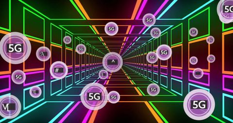 5G Connectivity in Vibrant Neon Digital Tunnel - Download Free Stock Images Pikwizard.com
