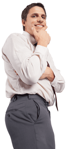 Transparent Businessman Confidently Strategizing Future Plans