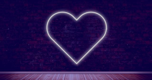 Neon Heart Light on Dark Brick Wall - Download Free Stock Images Pikwizard.com