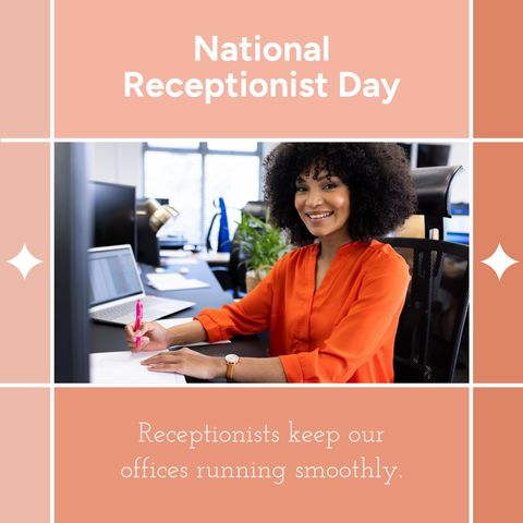 Celebrating National Receptionist Day with Smiling Professional - Download Free Stock Templates Pikwizard.com