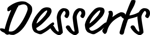Transparent desserts text in elegant font on black background
