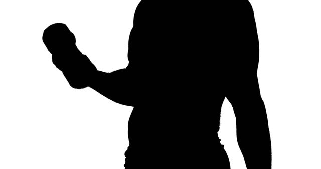 Silhouette of Person Holding Dumbbell in Hand - Download Free Stock Images Pikwizard.com