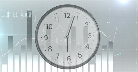 Financial Data Overlapping with Clock for Business Time Management - Download Free Stock Images Pikwizard.com