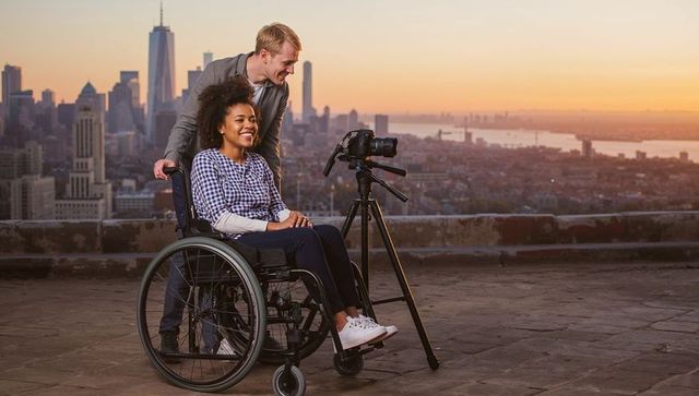 Accessible Urban Photography by Diverse Team on Scenic Rooftop at Sunset