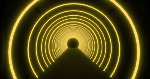 Futuristic Yellow Neon Light Tunnel with Pulsating Arcs - Download Free Stock Images Pikwizard.com