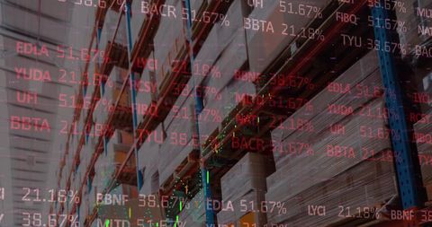 Blurred Warehouse with Overlapping Financial Data Screens - Download Free Stock Images Pikwizard.com