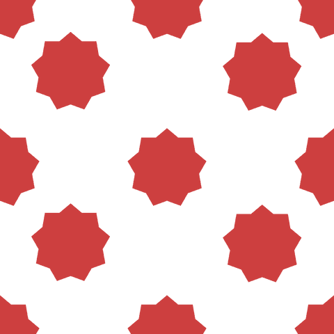 Red floral star pattern on transparent background for vector design