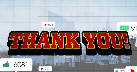 Digital Thank You with Growing Statistics and Urban Background - Download Free Stock Images Pikwizard.com