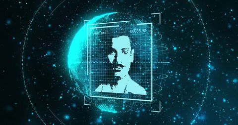 Futuristic Digital Portrait Hovering Over Glowing Digital Globe - Download Free Stock Images Pikwizard.com