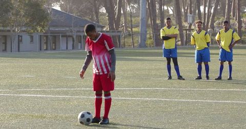 Soccer Player Focusing Mind Ready for Goal Triumph Shot on Field - Download Free Stock Images Pikwizard.com