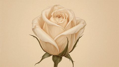 Elegant pale peach rose in studio minimalistic view
