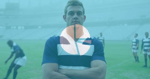Rugby Player with Digital Statistics Overlay on Field - Download Free Stock Images Pikwizard.com