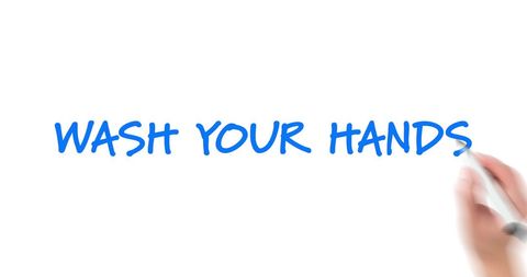 Handwriting Wash Your Hands Reminder in Blue Text - Download Free Stock Images Pikwizard.com