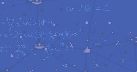 Digital network interconnected with mathematical formulas