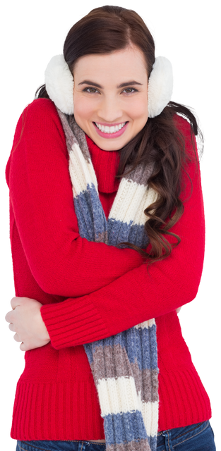 Happy Brunette Woman Wearing Winter Clothes Vertically Transparent Background - Download Free Stock Videos Pikwizard.com