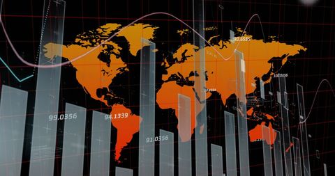 Global Data Visualization with World Map and Bar Graphs - Download Free Stock Images Pikwizard.com