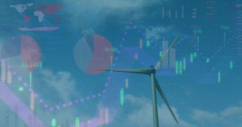 Wind Turbine with Digital Interface for Sustainable Energy Analysis - Download Free Stock Images Pikwizard.com