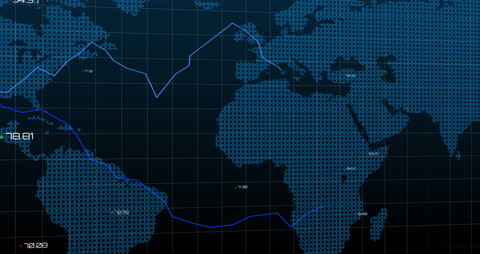 Global Financial Data on Digital World Map Display