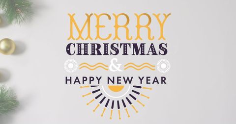 Merry Christmas and Happy New Year Typography Design on White Background - Download Free Stock Images Pikwizard.com