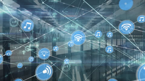 Digital Music Streaming Network Concept with Connection Icons