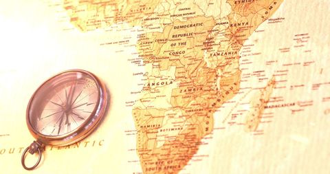 vintage compass on antique map of africa for navigation theme - Download Free Stock Images Pikwizard.com