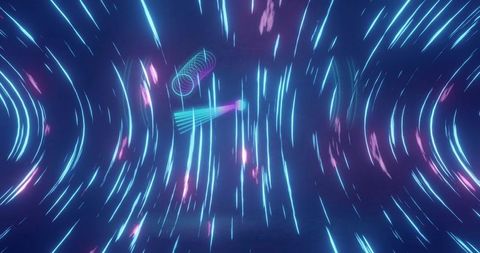 futuristic neon lights with abstract digital shapes in void - Download Free Stock Images Pikwizard.com