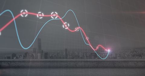 Glowing Business Graphs Overlaying Cityscape Aerial View - Download Free Stock Images Pikwizard.com