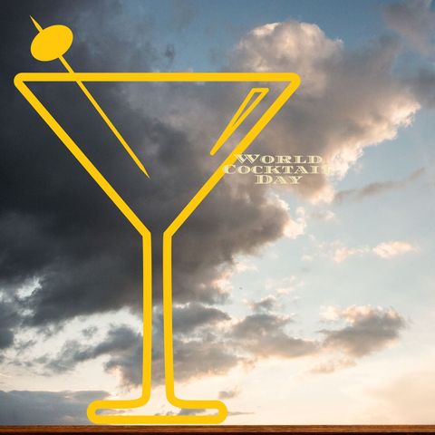 World Cocktail Day Martini Glass with Scenic Sky - Download Free Stock Templates Pikwizard.com