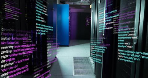 complex programming code overlay in advanced data center - Download Free Stock Images Pikwizard.com