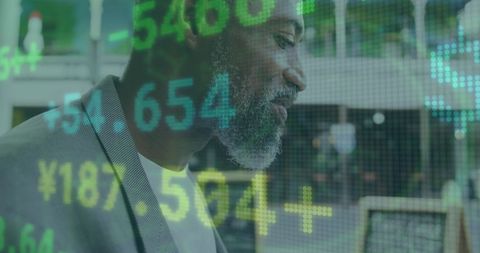 Senior African American Man Engaging with Stock Market Data