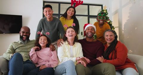 Joyful Multigenerational Family Celebrating Christmas Together at Home
