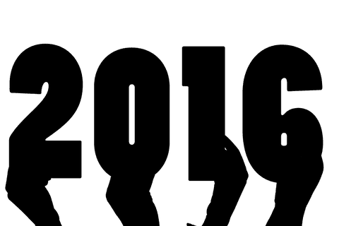 Transparent hands cradling 2016 text vector design