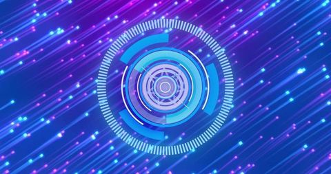 Futuristic digital interface with dynamic light streaks