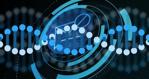 Stylized DNA Helix with Futuristic Digital Interface - Download Free Stock Images Pikwizard.com