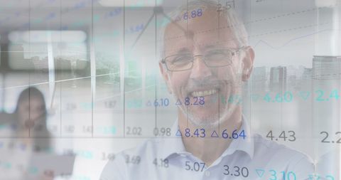 Senior Businessman Overlooking Financial Data and City Skyline - Download Free Stock Images Pikwizard.com