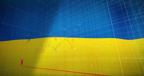 Economic Analysis with Ukraine Flag and Stock Graph Concept