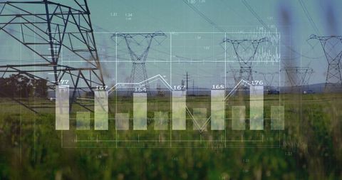 Data Visualization of Power Lines and Pylons in Rural Landscape