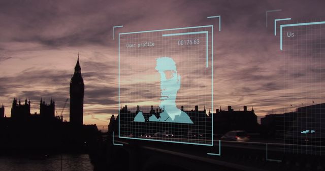 Advanced Biometric Data Processing Over London Cityscape at Dusk - Download Free Stock Images Pikwizard.com