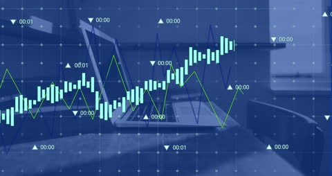 Data Analytics Display Over Laptop in Modern Office