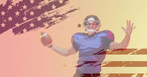 American Football Player Displayed with USA Flag Motif
